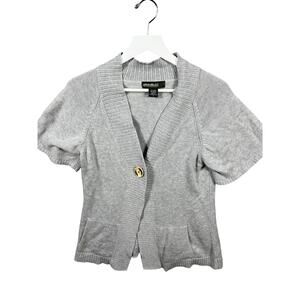 Eddie Bauer Women's Gray Knit One Button Fitted Cardigan Sweater Size Med